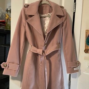 Calvin Klein baby pink winter trench coat🧥